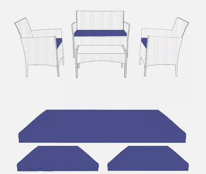 Seat Pad Set Replacement Rattan Chair Cushion Pad Waterproof Outdoor Garden Sofa
