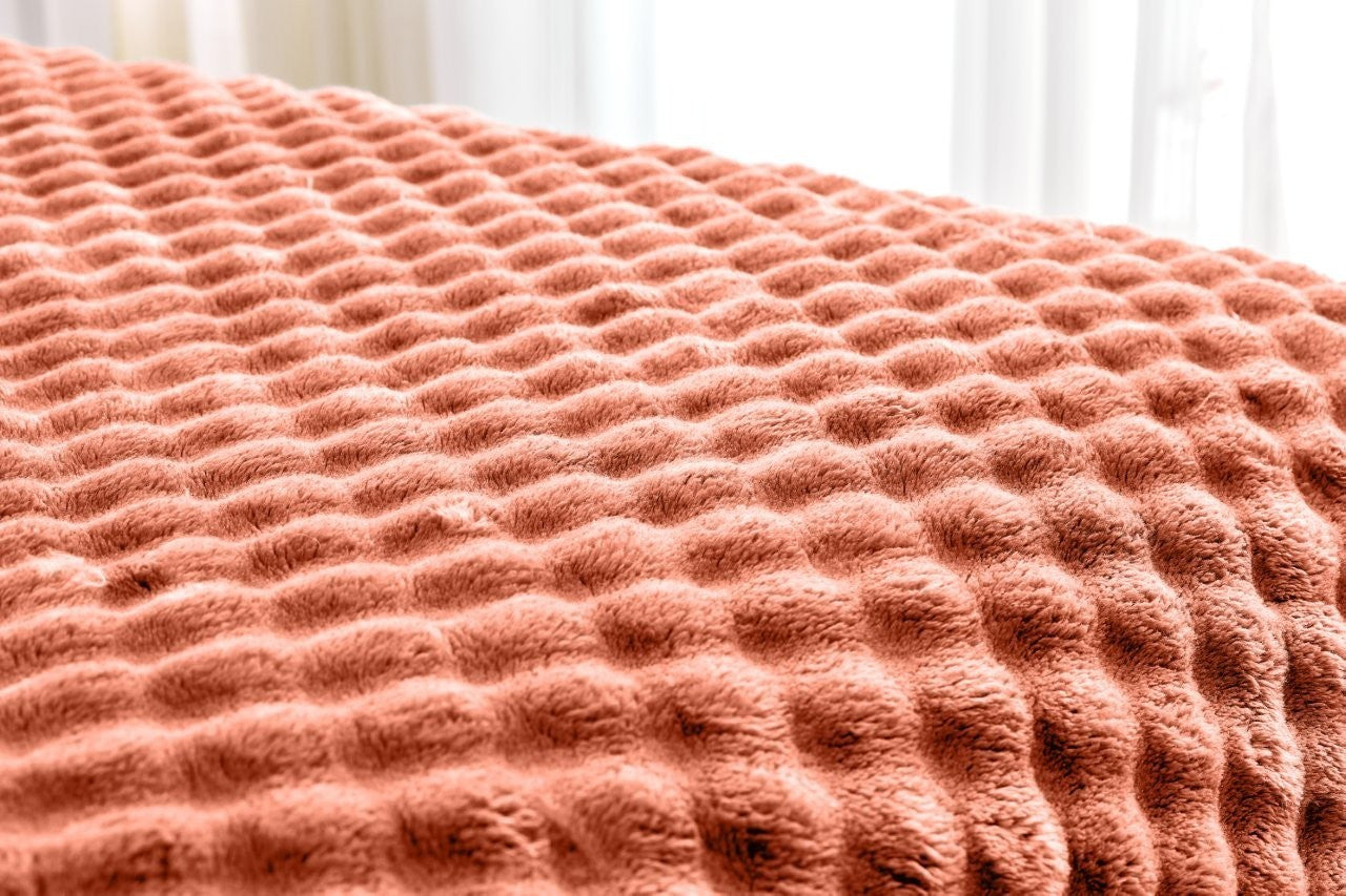 Bubble Jacquard Warm Cosy Teddy Sherpa Fleece Sofa Bed Throw Super Soft Blanket