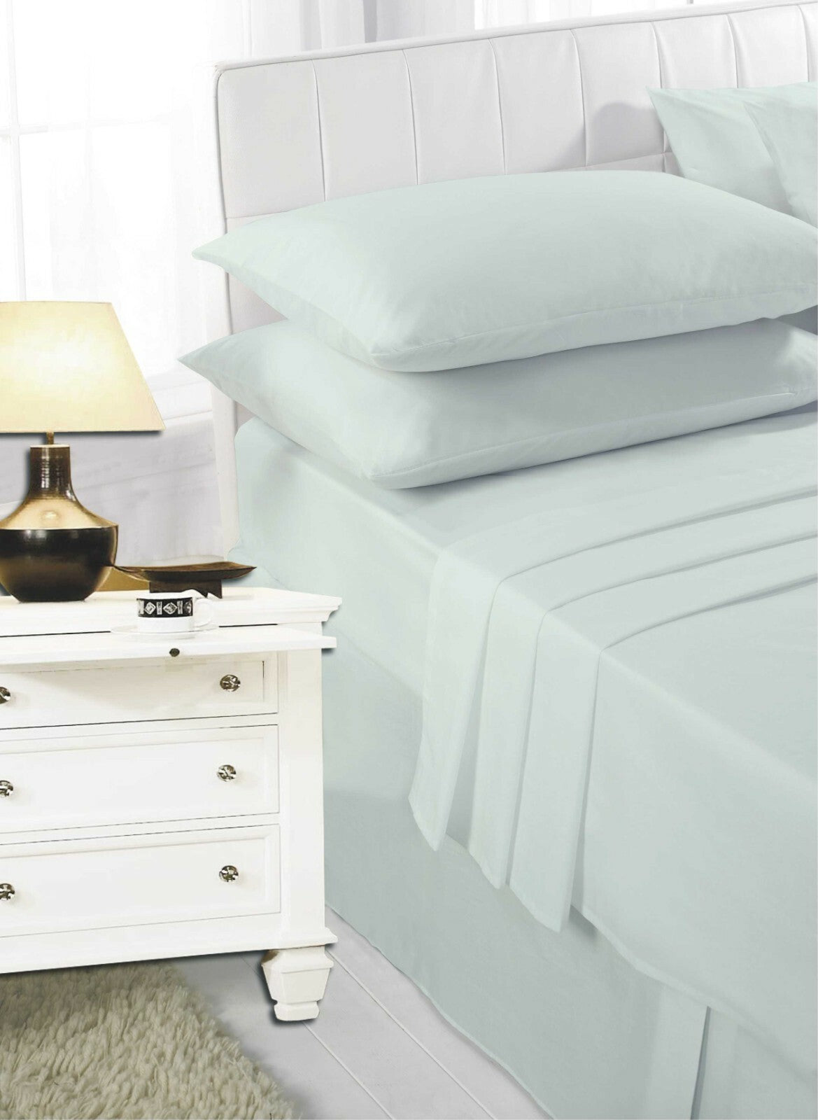 Easy Care Plain Dyed Fitted Bed Sheets 4 Ft Bunk Single Double King Super King