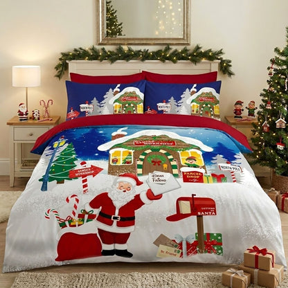 Christmas bedding set design view, machine washable microfibre duvet cover