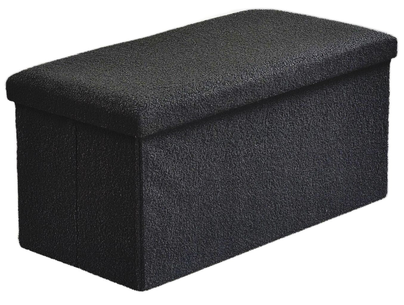 Ottoman Folding Boucle Storage Box Teddy Bear Collapsible Toy Chest Small Large
