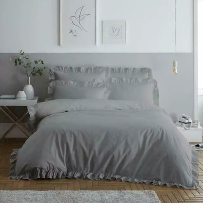Stylish Design Santiago FRILL Duvet Quilt Cover + Pillow Case Bed Set All Size