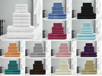 10pcs Towel Bale Set 100% Egyptian Combed Soft Cotton Face, Hand, Bath Towels