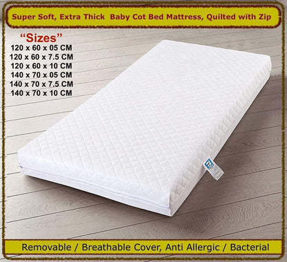 Baby Toddler Cot Bed Crib Basket Replacement Mattress Waterproof Quilted Cover
