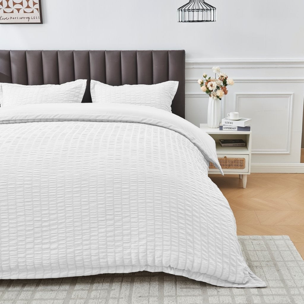 Seersucker Duvet Cover Set Soft Breathable Bedding Quilt Cover Pillowcase