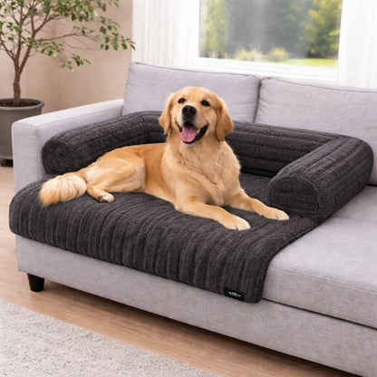 Luxuriously Soft Square Cord Pet Cushion Waterproof Non Slip Ribbed Plush Sofa