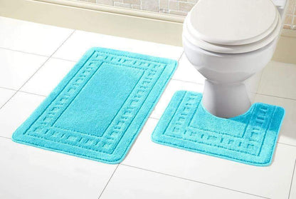 2 Piece Bath Mat & Pedestal Set Non Slip Bathroom Set Miami Bathmats Easy Care