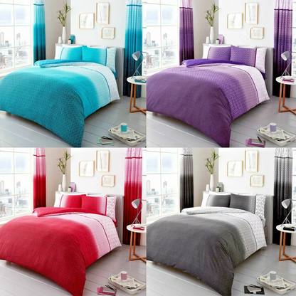 Urban Ombre Duvet Quilt Cover & Pillow Case Bedding Set Grey Pink Purple Teal