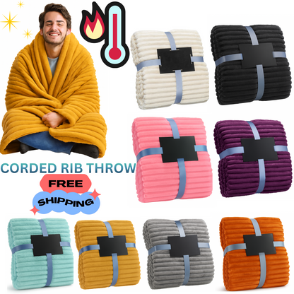 Chunky Cord Ribbed Throw Over Fleece Cosy Warm Soft Large Sofa Bed Sette Blanket