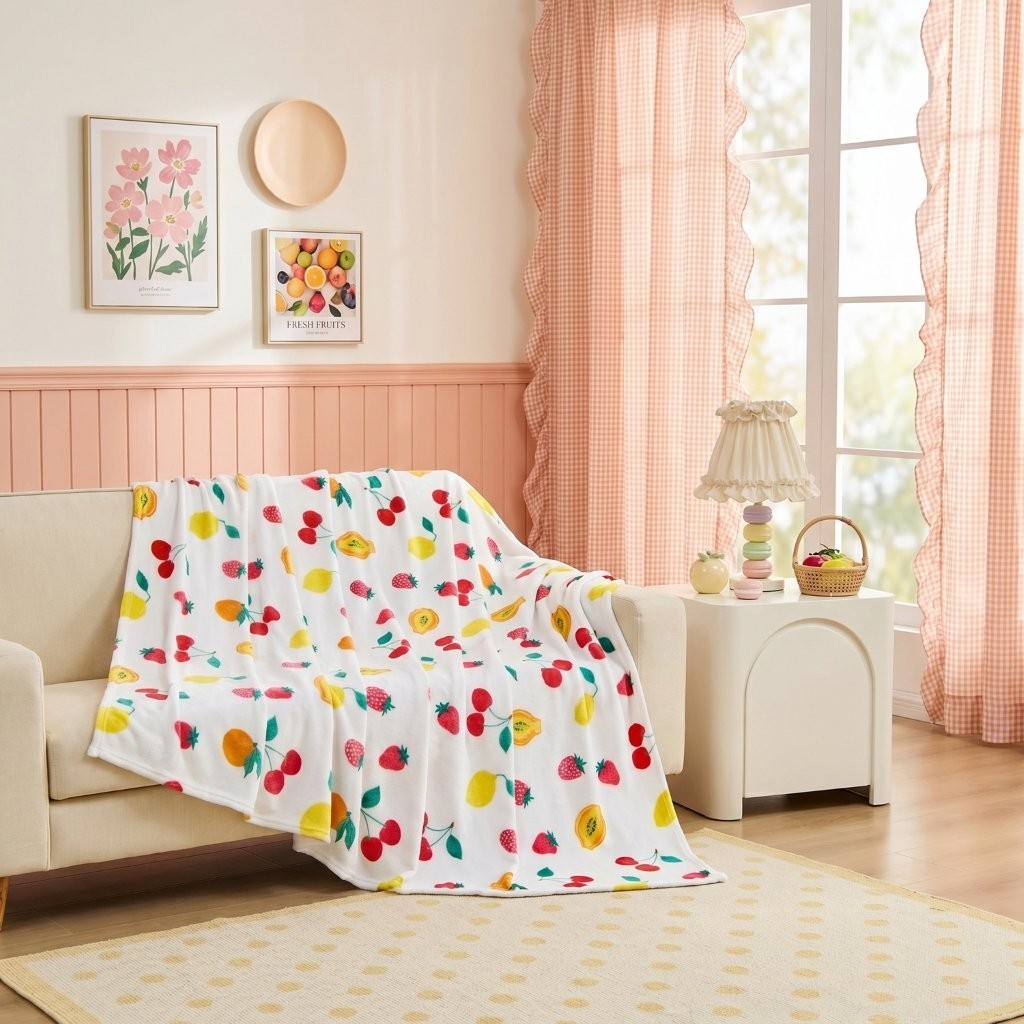 Croissant Blue trending pastry print throw