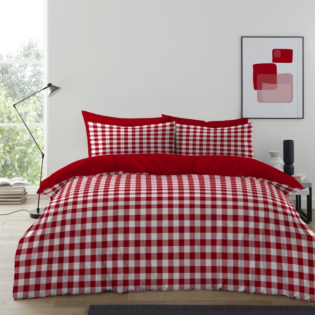 Gingham Moor Duvet Cover Set with Pillowcases, Soft Macrofibre Bedding Set