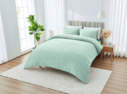 Truro  Seersucker Duvet Cover Set Soft Breathable Bedding Quilt Double King Size