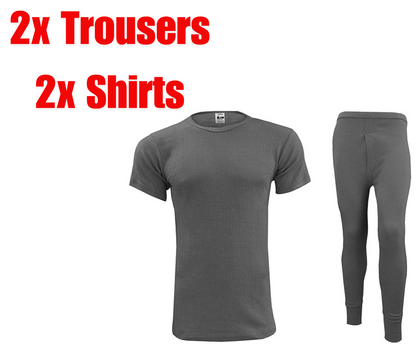 2 Full Set Mens Thermal Underwear Half Sleeve Vest Top Bottom Long Johns