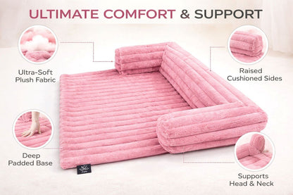 Luxuriously Soft Square Cord Pet Cushion Waterproof Non Slip Ribbed Plush Sofa