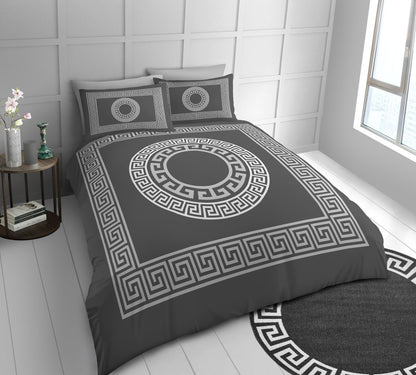 Greek Key Duvet Cover Set & Pillowcase Soft Microfiber Bedding Quilt Double King