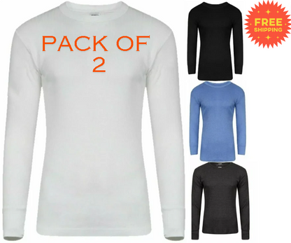 2x Mens Thermal Long Sleeves T-Shirts Warm Vests Winter Underwear Base Layer Top