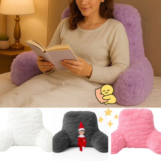 Reading Pillow with Arm Fleece Bed Rest Backrest Cushion Back Neck Support Couc