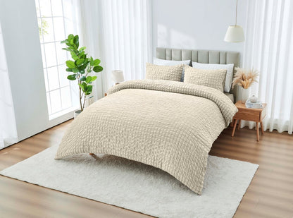 Truro  Seersucker Duvet Cover Set Soft Breathable Bedding Quilt Double King Size