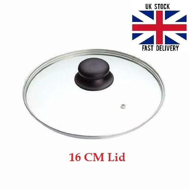 Universal Glass Pan Lid 16-34cm Tempered Saucepan Frying Pan Wok Vented Cover