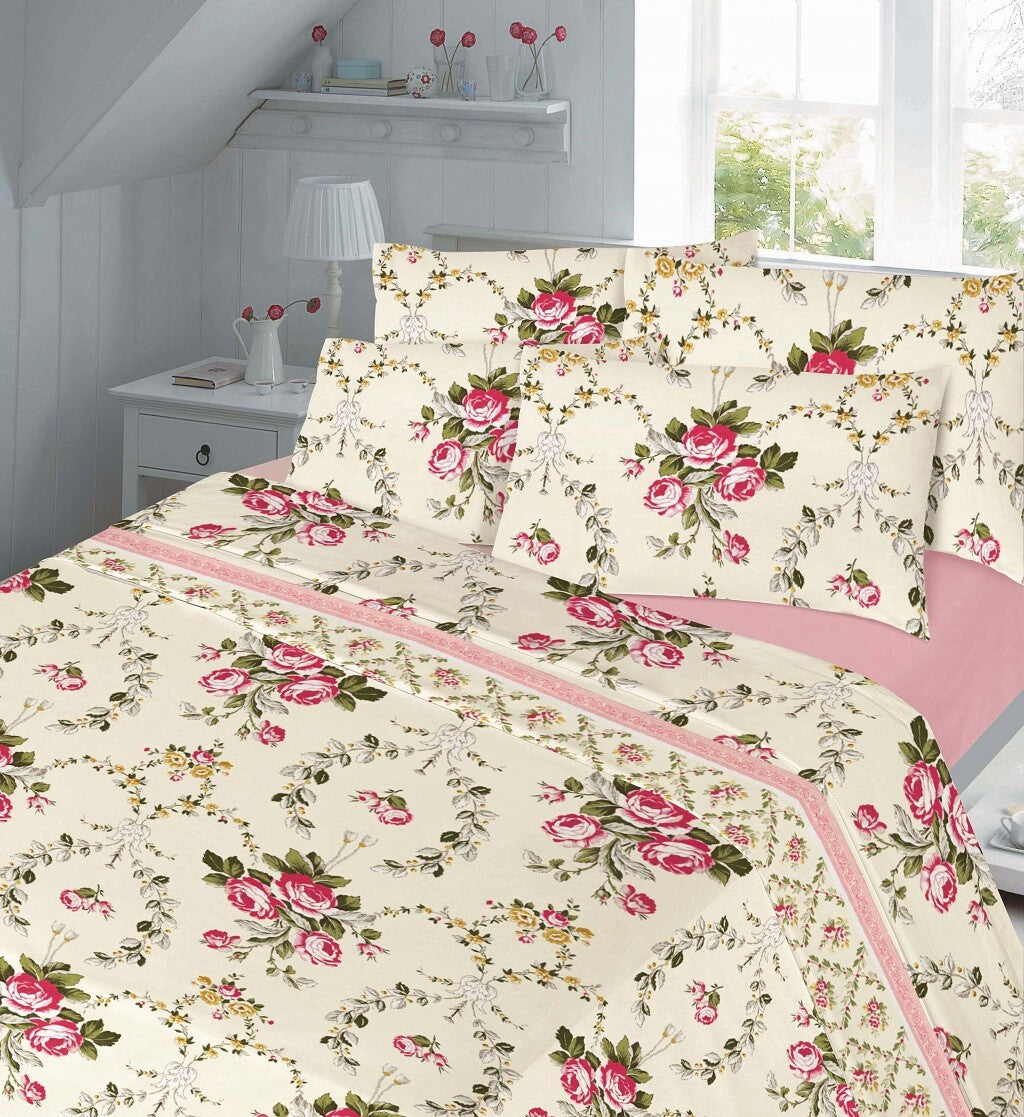 Rose Bud and Olivia Floral Luxury Thermal Brushed Cotton Flannelette Sheet Set