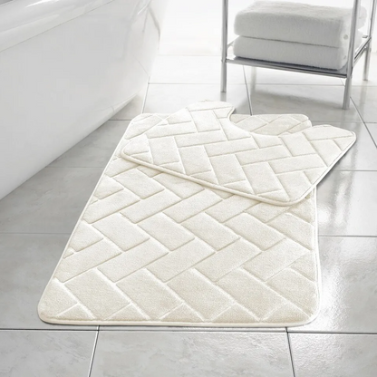 Memory Foam Non Slip Bath Mat Set 2 Piece Rubber Pedestal Toilet Bathroom Rug