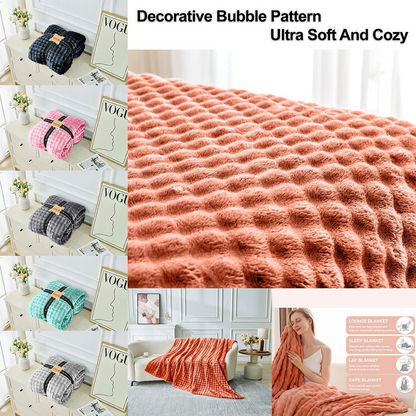 Bubble Jacquard Warm Cosy Teddy Sherpa Fleece Sofa Bed Throw Super Soft Blanket