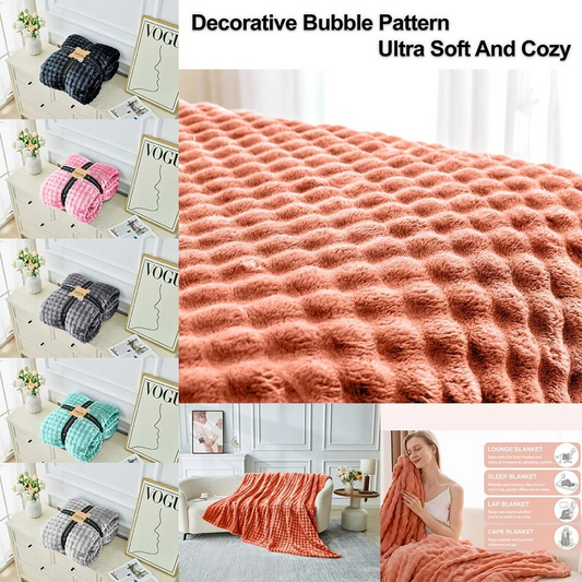 Bubble Jacquard Warm Cosy Teddy Sherpa Fleece Sofa Bed Throw Super Soft Blanket
