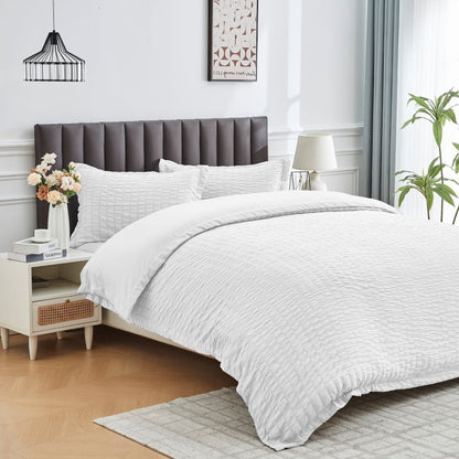 Seersucker Duvet Cover Set Soft Breathable Bedding Quilt Cover Pillowcase