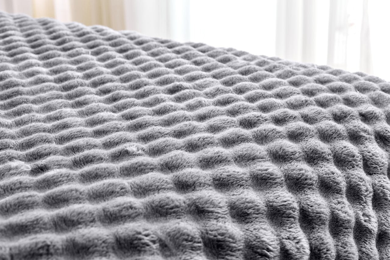 Bubble Jacquard Warm Cosy Teddy Sherpa Fleece Sofa Bed Throw Super Soft Blanket