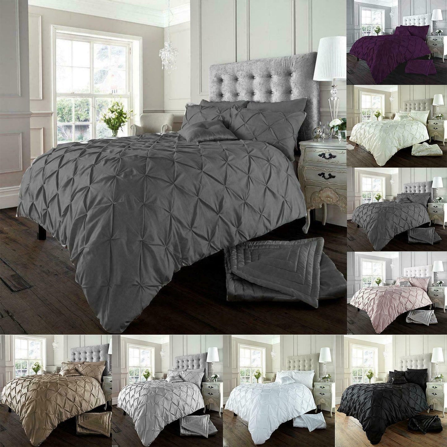 Pintuck Bedding Set Duvet Cover Single Double Super King Size Quilt Quilt Ruched