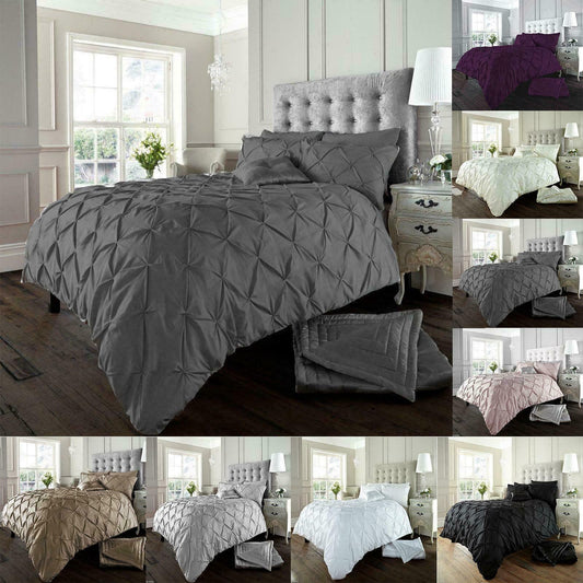 Pintuck Bedding Set Duvet Cover Single Double Super King Size Quilt Quilt Ruched