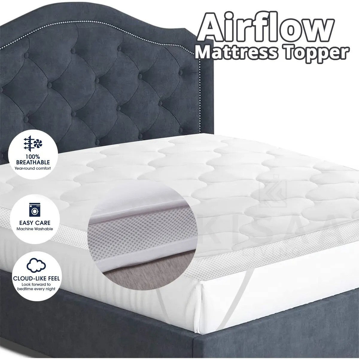 5cm, 2inch Deep MATTRESS TOPPER Heavy Box Stitched Thic Hotel Quality Microfiber