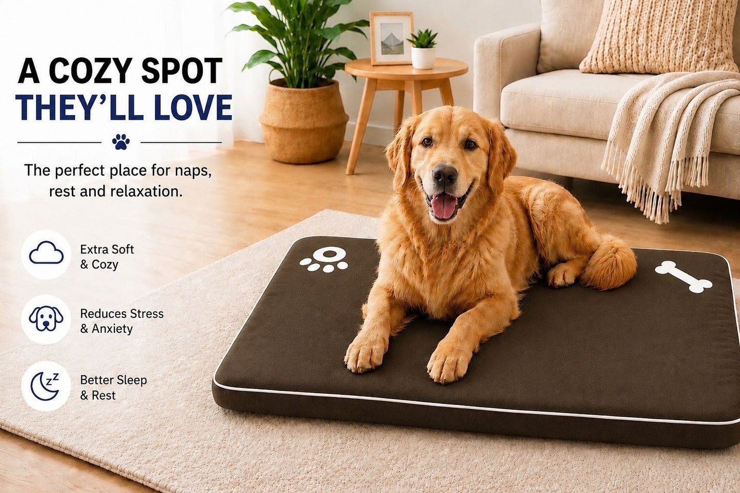 Dog Mattress Bed Cat Bed Mat Waterproof For Cage Crate Pad Zipped Washable Cover