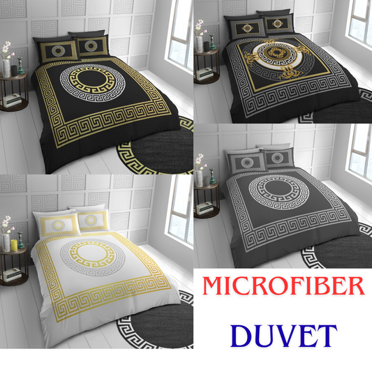 Greek Key Duvet Cover Set & Pillowcase Soft Microfiber Bedding Quilt Double King