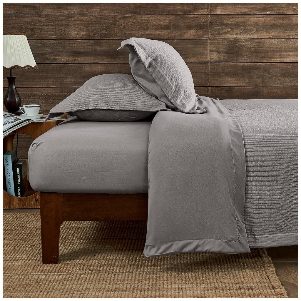 Seersucker Newry Duvet Quilt Cover Pillow Case Bedding Bed Set 5 Colours