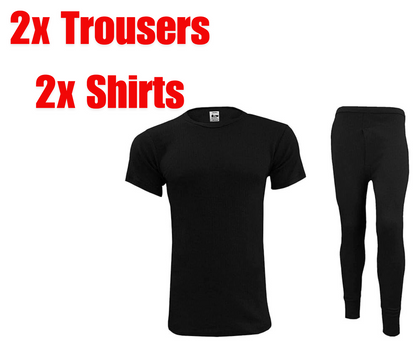 2 Full Set Mens Thermal Underwear Half Sleeve Vest Top Bottom Long Johns