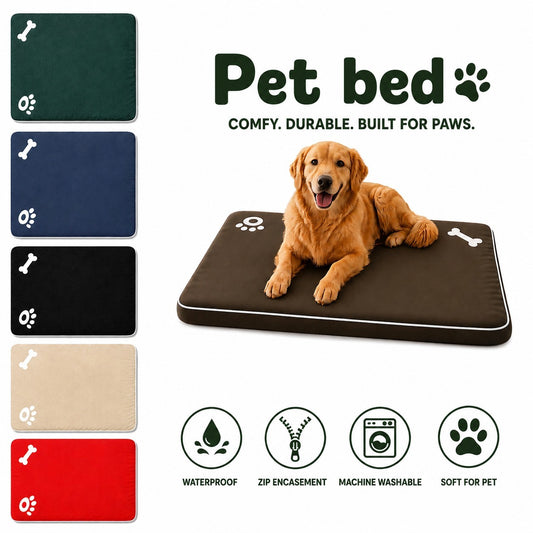 Dog Mattress Bed Cat Bed Mat Waterproof For Cage Crate Pad Zipped Washable Cover