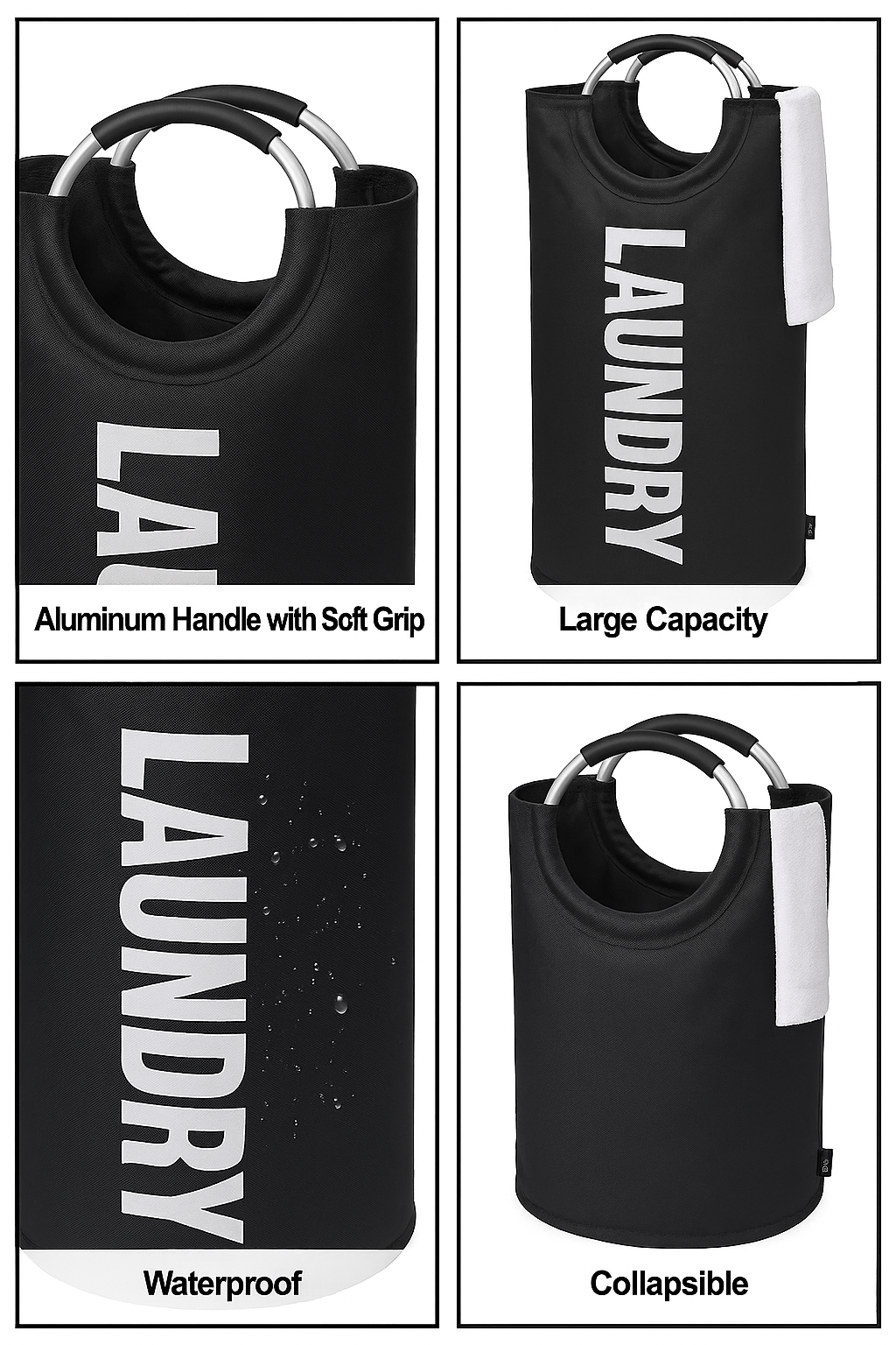 82L Foldable Fabric Laundry Basket Collapsible Clothes Hamper Bag Washing Bin