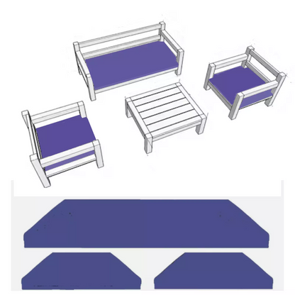 Rattan Chair Cushion Set Garden Sofa Seat Pad 3pc Replacement Set Outdoor Garden