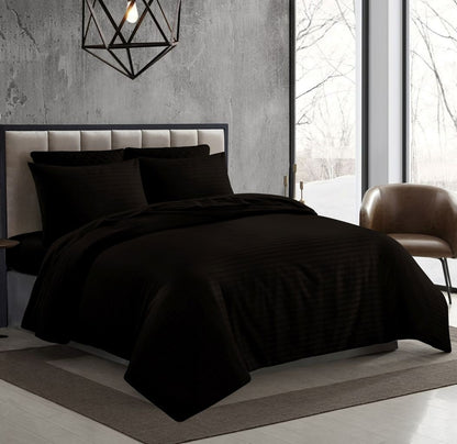 T 250 100% Cotton Striped Bedding Set Duvet, Sheets, Flat Pillowcases