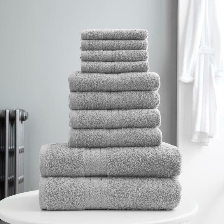 10pcs Towel Bale Set 100% Egyptian Combed Soft Cotton Face, Hand, Bath Towels