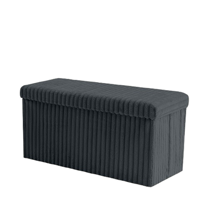 Ribbed Storage Box Large Capacity Ottoman Multi-Purpose Seat Foot Stool Toys Box