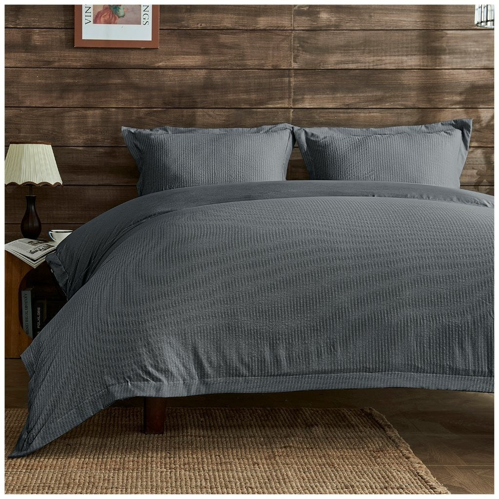Seersucker Newry Duvet Quilt Cover Pillow Case Bedding Bed Set 5 Colours