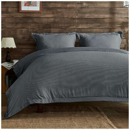 Seersucker Newry Duvet Quilt Cover Pillow Case Bedding Bed Set 5 Colours