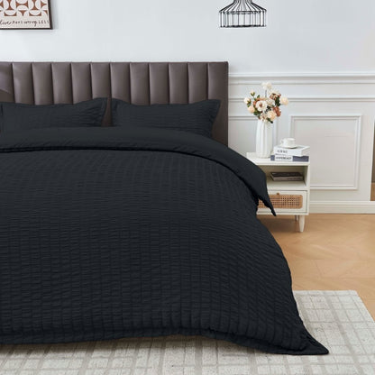 Seersucker Duvet Cover Set Soft Breathable Bedding Quilt Cover Pillowcase