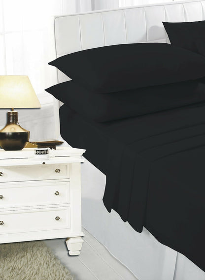 Easy Care Plain Dyed Fitted Bed Sheets 4 Ft Bunk Single Double King Super King
