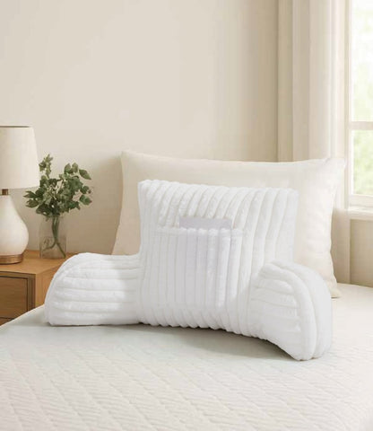 Cuddle Cushion Fleece Reading Chair Back Support Soft Bed Rest Pillow with Arms