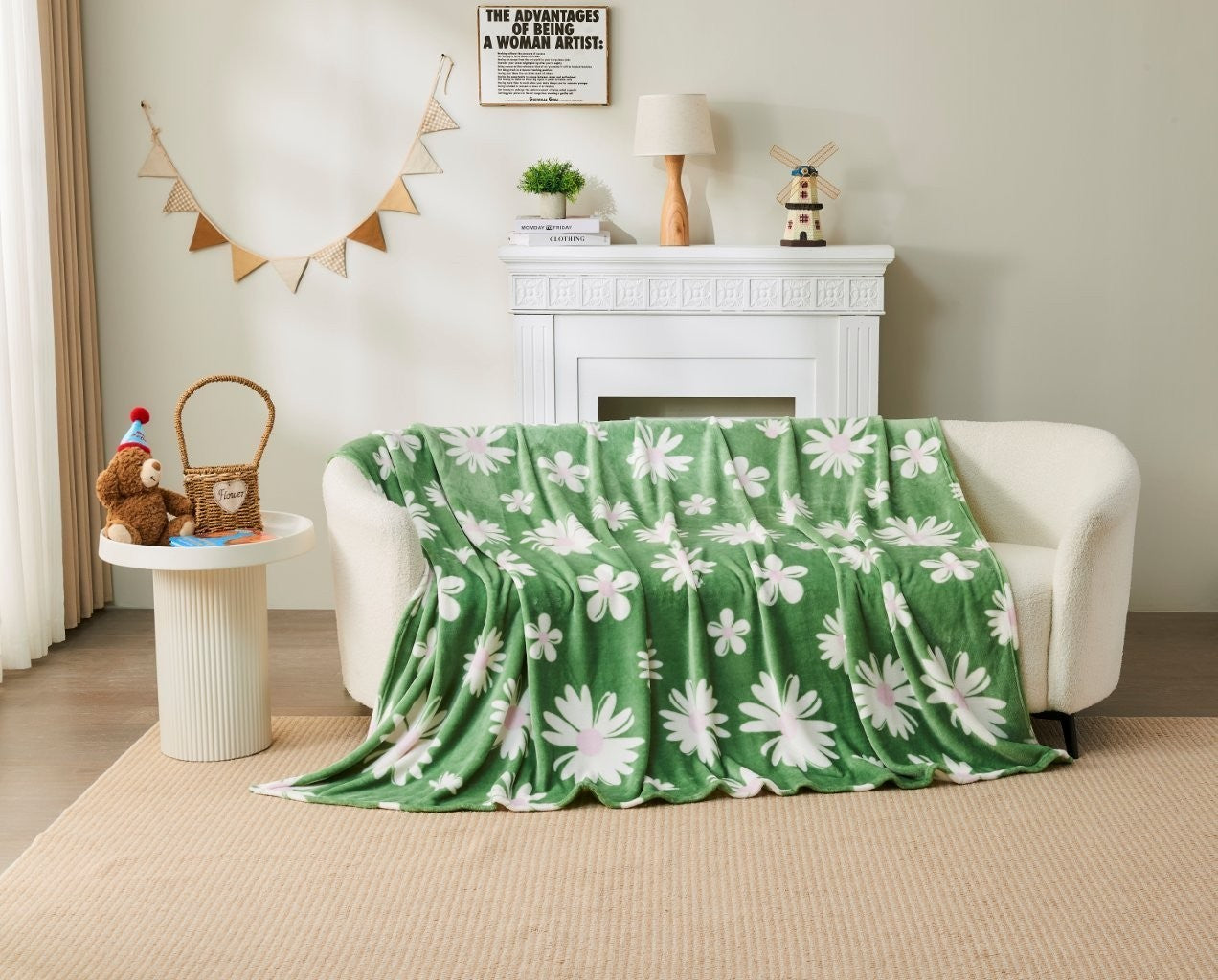 Puppy Pink playful print fleece throw