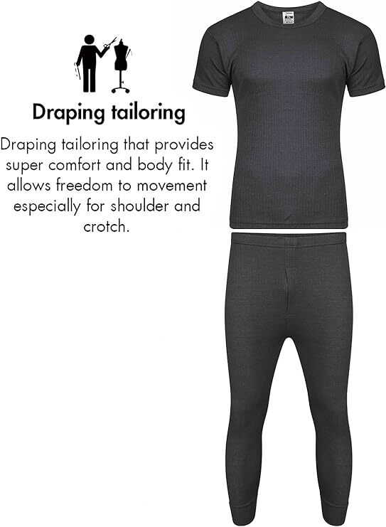 2 Full Set Mens Thermal Underwear Half Sleeve Vest Top Bottom Long Johns