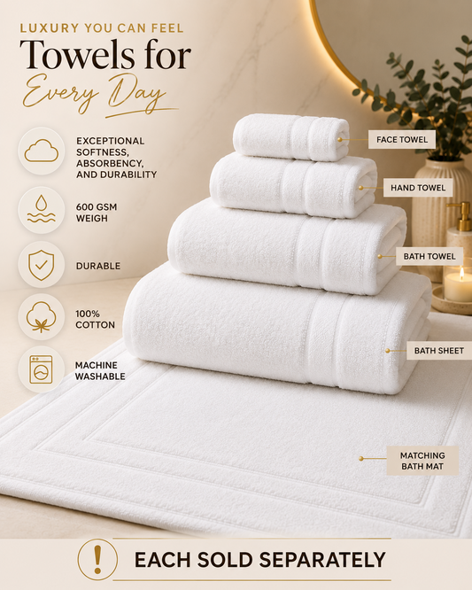 Luxury Hotel 600 GSM 100% cotton bath towel by Nimora Home